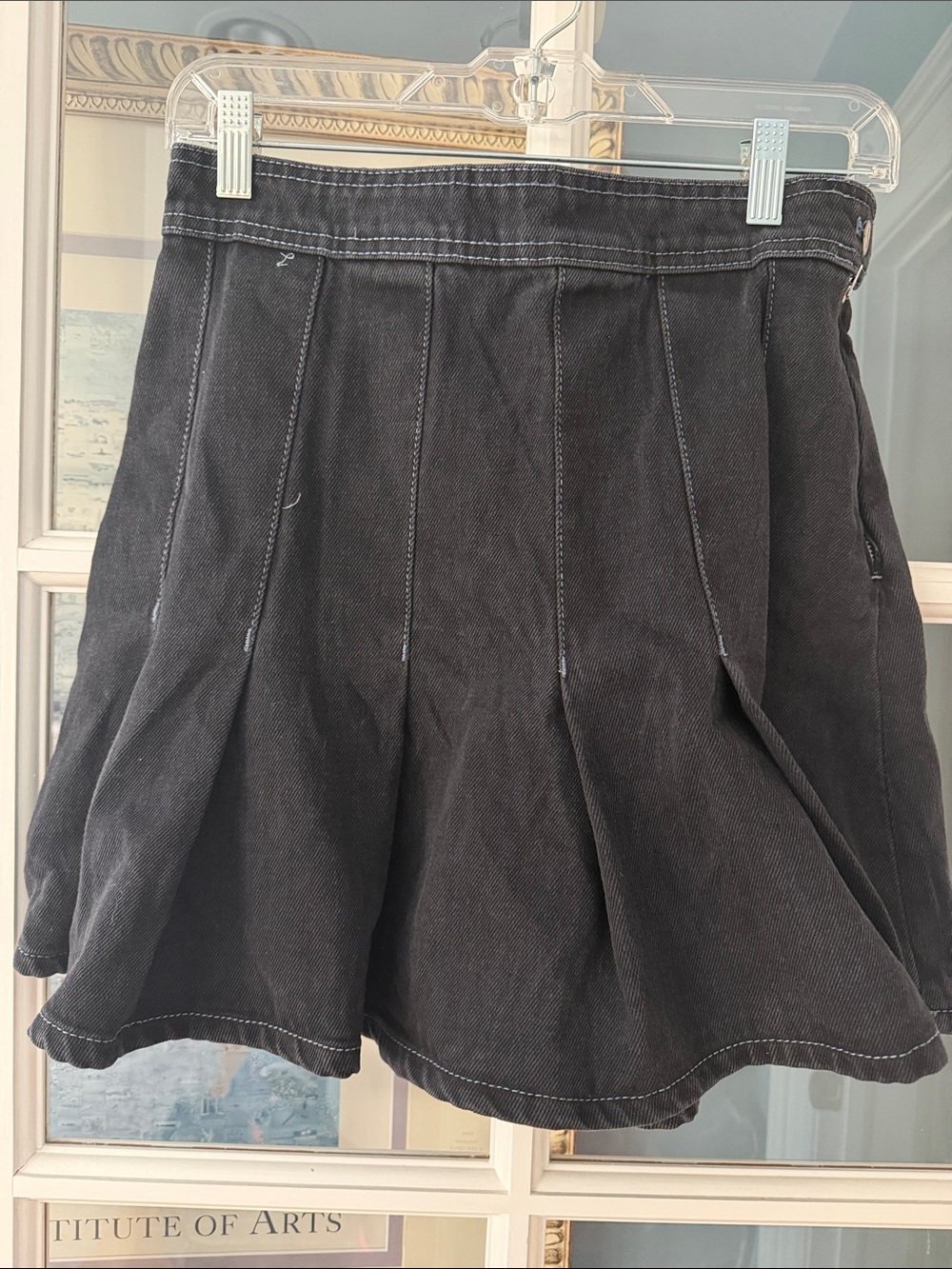 New Free People Black Circle Skirt with Panel Stitching